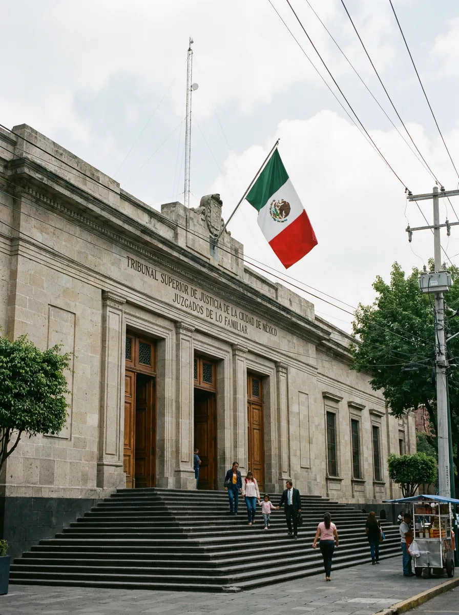 Fachada de un juzgado de lo familiar en la Ciudad de México